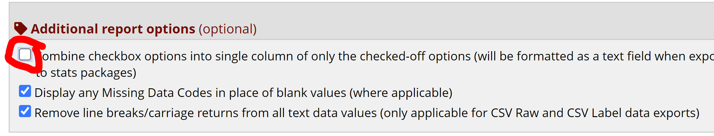 Checkbox export